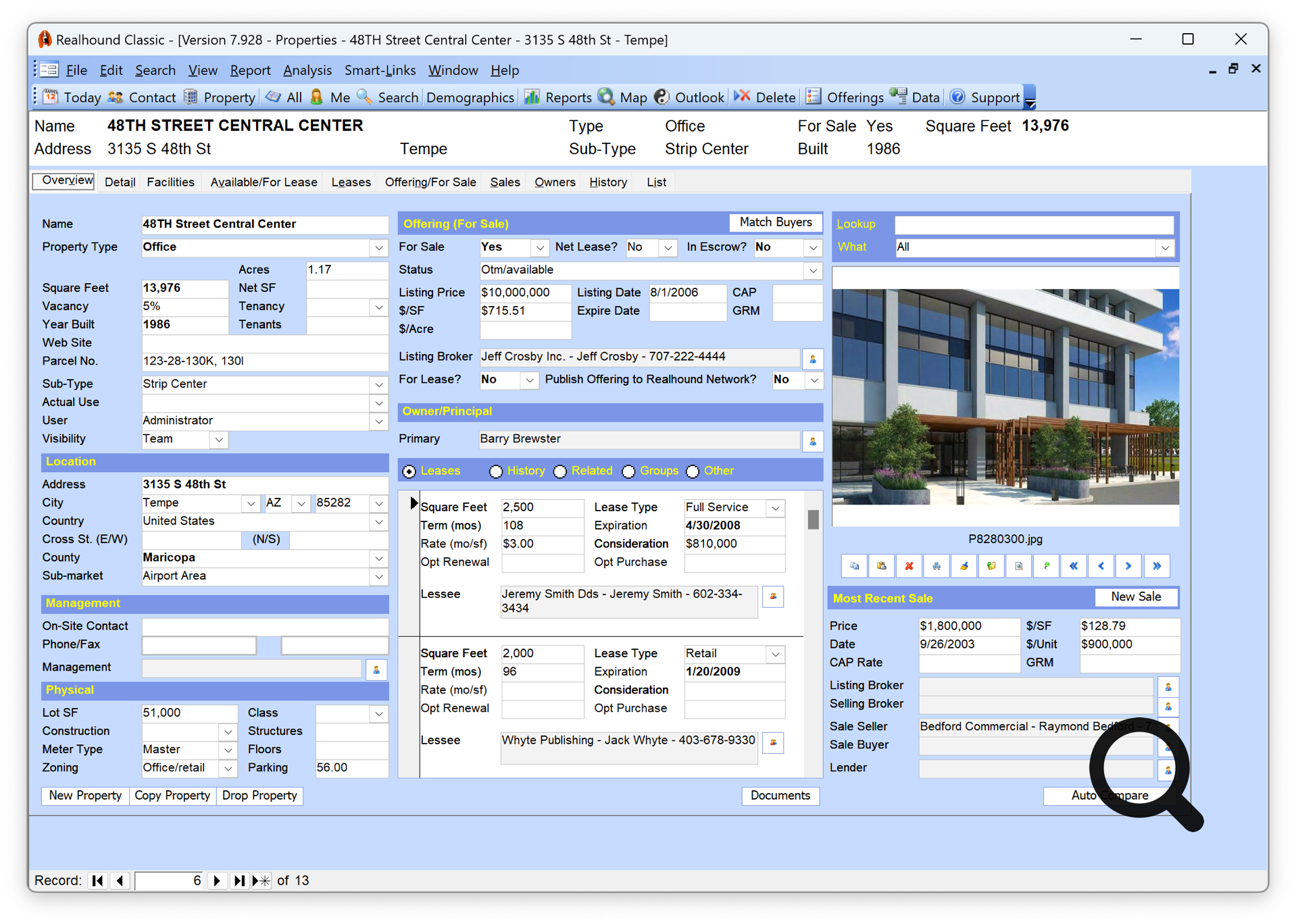 Office Building Property Profile with Availability and Leases