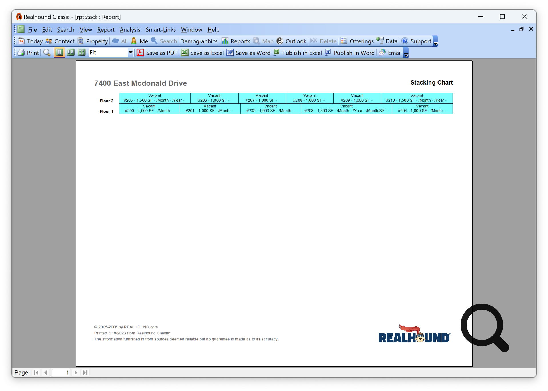 Office Building Space Availability Stacking Chart